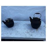 (2) John Wright Cast Iron Water Kettles