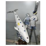 Borabo Porcelain Whale and Figurine