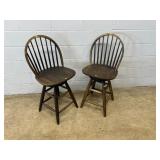 (2) Wooden Swivel Bar Stools