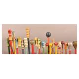 Lot of 24 Vintage Painted Wood Carnival Canes.