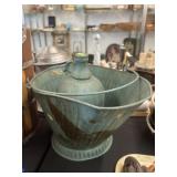 Vtg. Painted Coal Bucket with Painted Jar