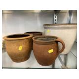 (4) Stoneware and Redware Storage Canisters