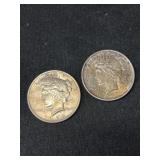 (2) 1924 Peace Silver Dollars