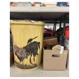 Painted Galvanized Trash Can with Tins