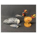 (2) Machine Carved Loons with Wooden Turkey