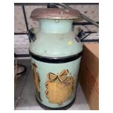 Vintage Milk Can with Later Paint Decoration