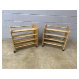 (2) Modern Wooden Rolling Racks