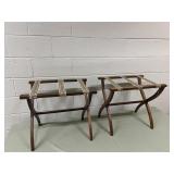 (2) Walnut Folding Luggage Racks