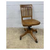 Vtg. Oak Swivel Office Chair