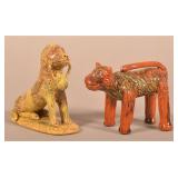 Two Contemp. Redware Hand-Molded Animal Figures.