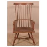 Reproduction Windsor Armchair with Red Paint.