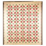 Antique Red and Green Floral Quilt.