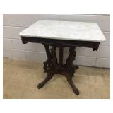 Walnut Victorian Marble Top Parlor Stand