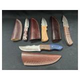 (4) Crafted Damascus Blade Hunting Knives