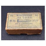 Vintage Winchester .32 Long Ammo Box w/ Cartridges