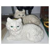 (2) Cast Metal Reclining Cats