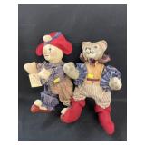 (2) Contemporary Folk Art Crafted Plush Dolls