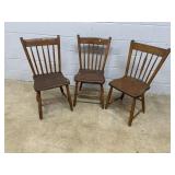 (3) Primitive Plank Seat Side Chairs