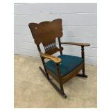 Oak Upholstered Rocker