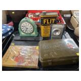 Vintage Alarm Clock, First Aid Kit, Drafting Set