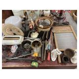 Washboard, Oil Lamp, Primitives, etc.