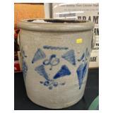 Blue Slip Decorated Storage Crock