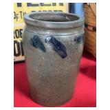 Blue Slip Decorated Storage Crock