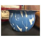 Blue Agateware Chamber Pot