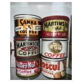 (6) Coffee Tins