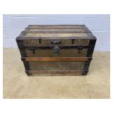 Vtg. Flat Top Steamer Trunk