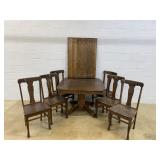 7 Pc. Vtg. Oak Table & Chair Set