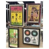 Reproduction Concert Posters and Framed 45 Records