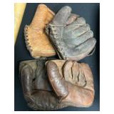 (4) Early Baseball Gloves