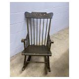 Antique Paint Decor. Spindle Back Rocking Chair