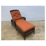 Metal Framed Wicker Covered Chaise Lounge