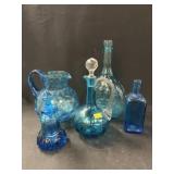 Art Glass Cruet Bottles, Pitcher, Vase