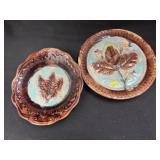 (2) Majolica Leaf Pattern Plates