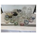 Glass containers, glasses
