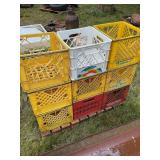 9 plastic milk crates