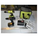 Ryobi 18v drills, 2 batteries, charger, case