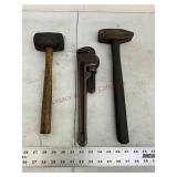 Hammers and rigid 14" pipe wrench