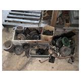 Assorted pulleys, engine mounts, oil filters, etc