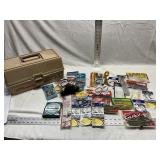 Misc fishing lures, hooks, tackle box and