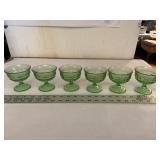 Green depression glass sherbet dishes