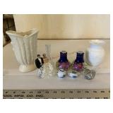 Salt/pepper shaker, vintage wedding topper, glass