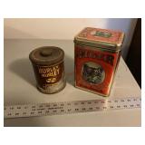 Tiger and Hurley Burley tobacco tins