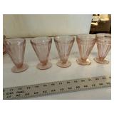 Pink depression glass goblets