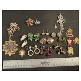 Vintage earrings, pins, pendants