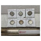 6- Canadian silver quarters from the 50s and 60s