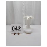 Vintage Milk Glass Ruffled Edge Vase